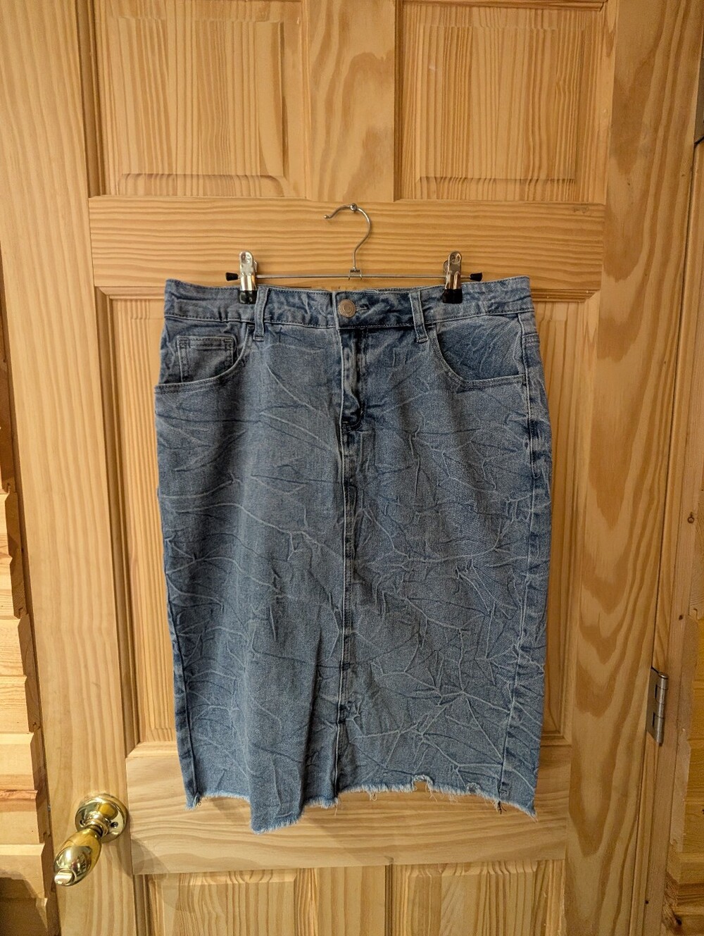 Women's Be-Girl L Blue Denim Button-Front Skirt 25"